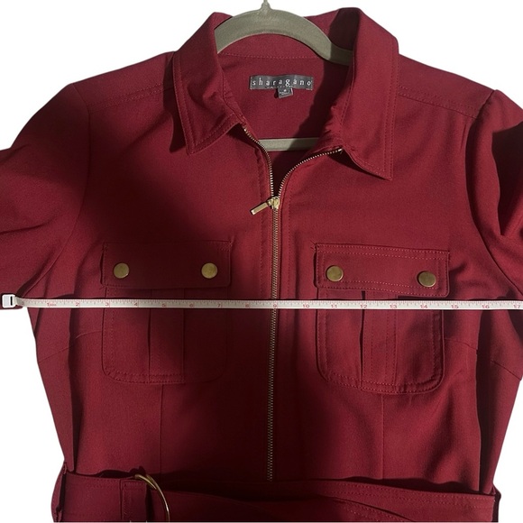 Sharagano Zip Front Dress with Gold Accents - Picture 4 of 7